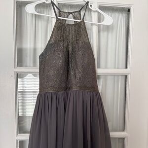 MIDI Length Azazie Dark gray bridesmaid dress